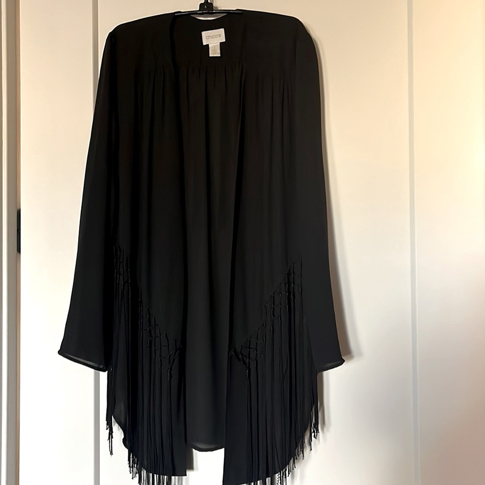 Chico’s Fringe Black Jacket size 1/US 8
